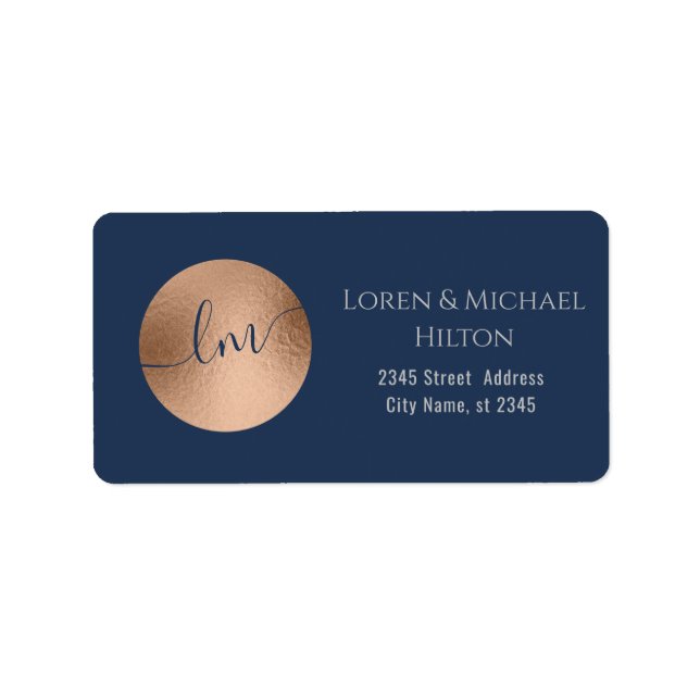 Simple minimalist rose gold circle monogram label (Front)