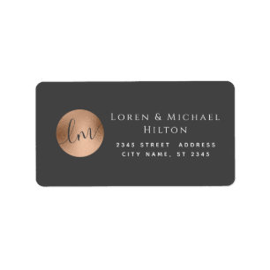 Simple minimalist rose gold circle monogram label