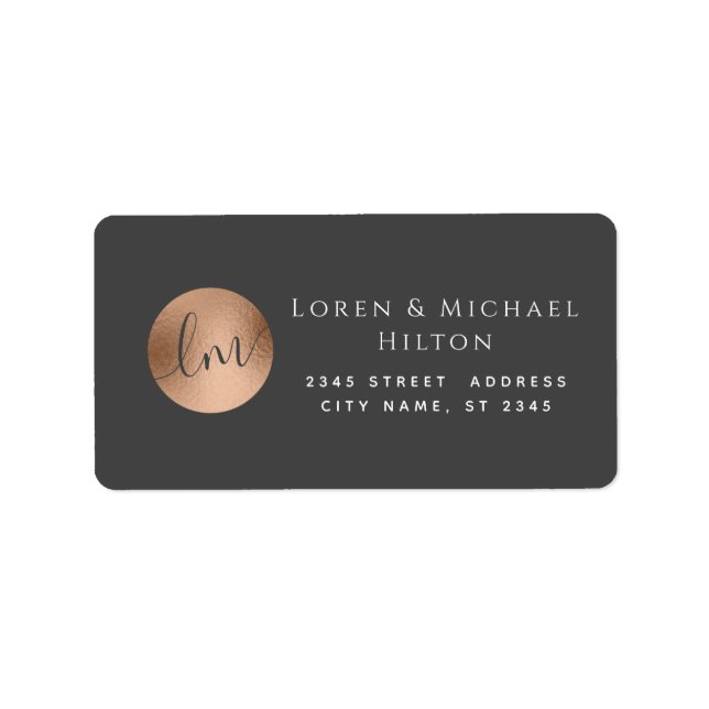 Simple minimalist rose gold circle monogram label (Front)