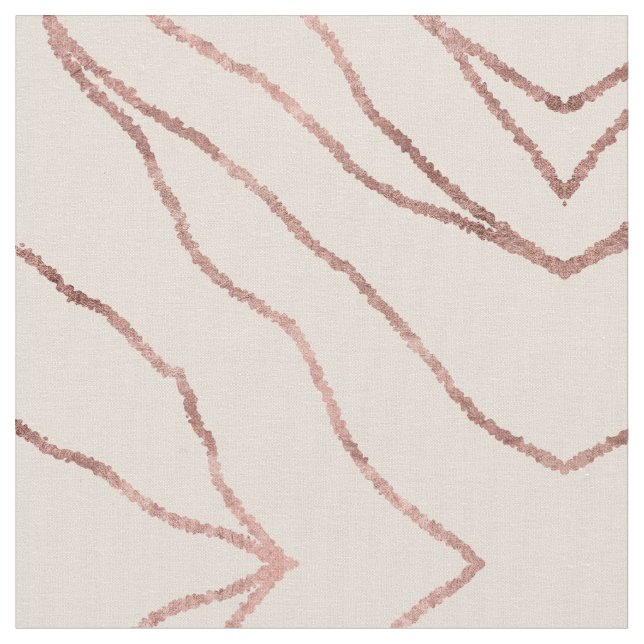 Simple Minimalist Rose Gold Pink Squiggly Stripes Fabric (Close Up)