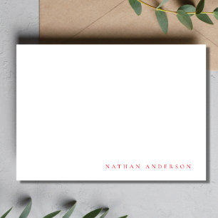 Simple Minimalist Rose Red Correspondence   Card