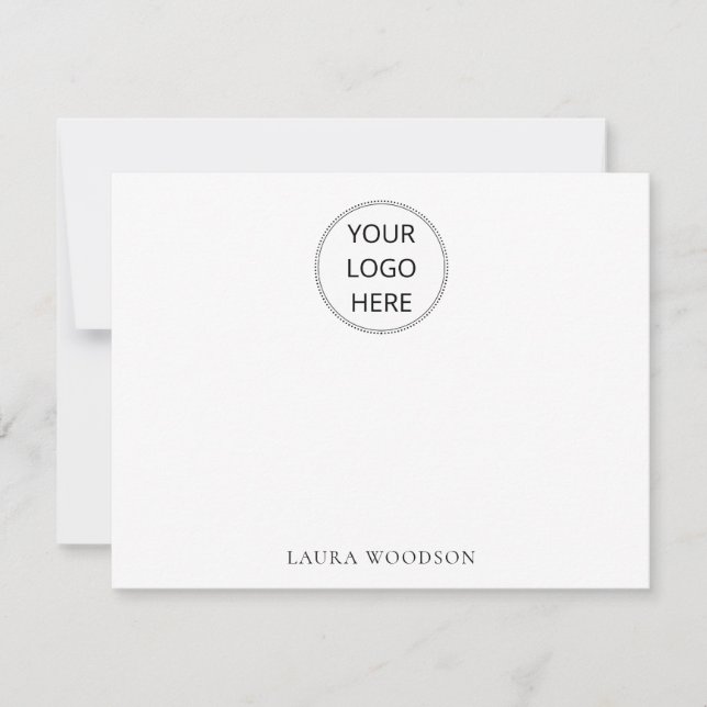 Simple Minimalist Round Logo Name  Card (Front)