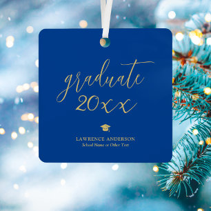 Simple Minimalist Royal Blue 2026 Graduate Photo Metal Tree Decoration
