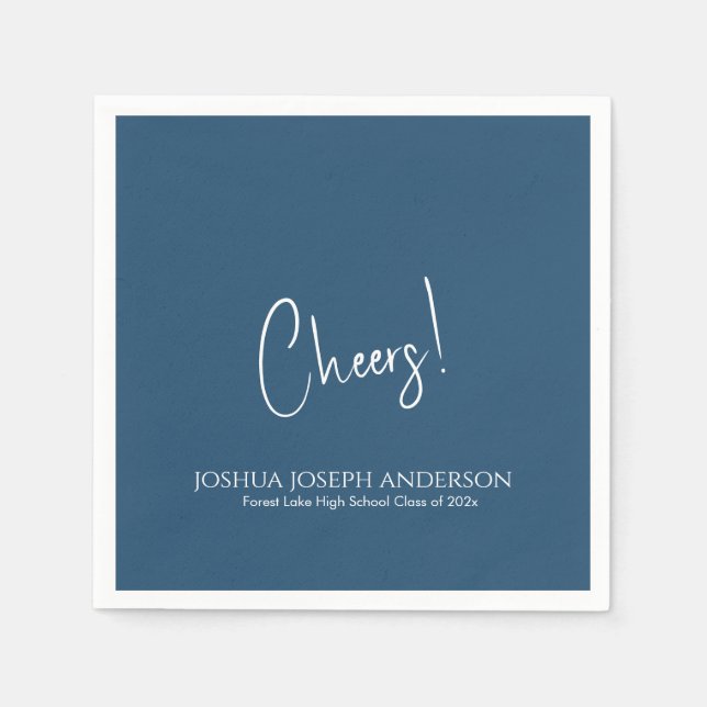 Simple Minimalist Royal Blue Graduation Party Napkin (Front)