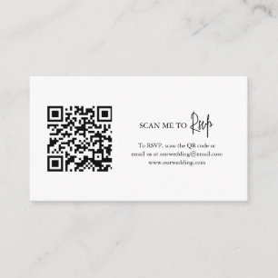 Simple Minimalist RSVP Elegant QR Code Wedding Enclosure Card