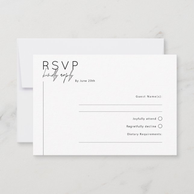 Simple minimalist RSVP Reply Card (Front)