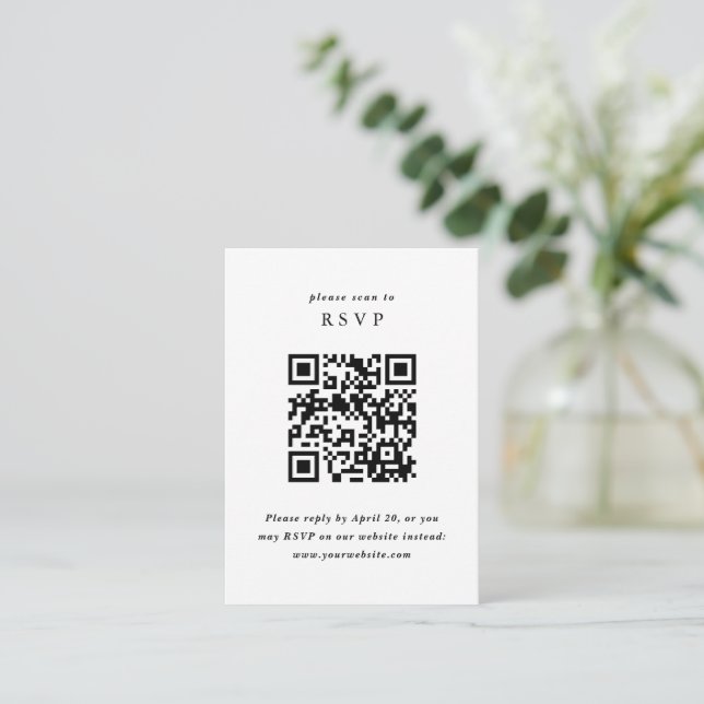 Simple Minimalist RSVP with QR code Enclosure Card (Standing Front)