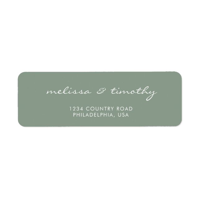 Simple Minimalist Sage Green Wedding Address (Front)