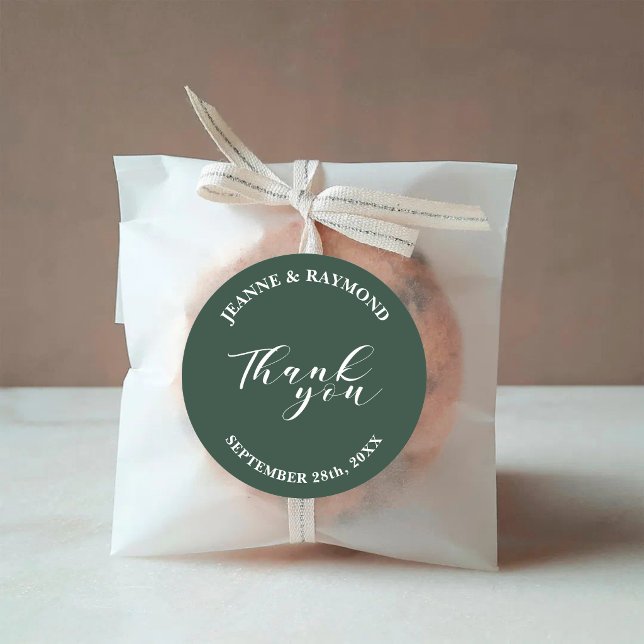 Simple Minimalist Sage Green Wedding Favour Classic Round Sticker (Simple sage green wedding favor sticker adds minimalist elegance to your celebration.)