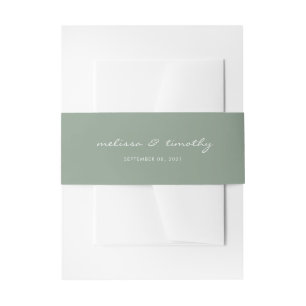 Simple Minimalist Sage Green Wedding Invitation Belly Band