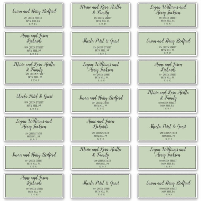 Simple Minimalist|Sage Guest Address Labels (Front)