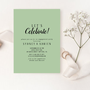 Simple Minimalist Sage Let's Celebrate Party Invitation
