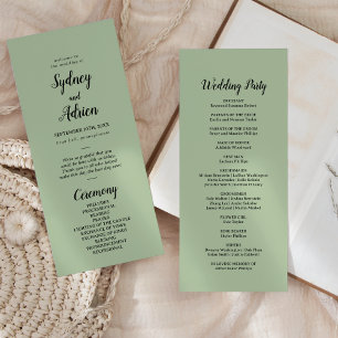 Simple Minimalist Sage Wedding Programme