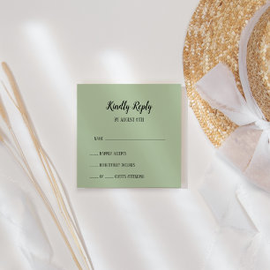 Simple Minimalist Sage Wedding RSVP Card