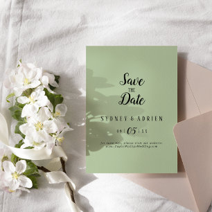 Simple Minimalist Sage Wedding Save The Date
