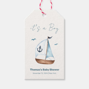 Simple Minimalist Sailboat Anchor Baby Shower  Gift Tags