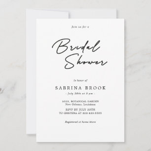 Simple Minimalist Script Bridal Shower Invitation