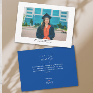 Simple Minimalist Script Graduate Photo Graduation Thank You Card