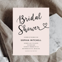 Simple Minimalist Script Heart Bridal Shower