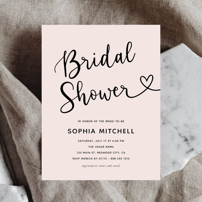 Simple Minimalist Script Heart Bridal Shower Postcard (Creator Uploaded)