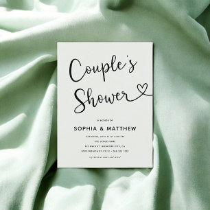 Simple Minimalist Script Heart Couples Shower Postcard