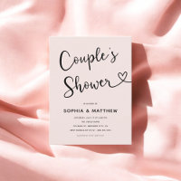 Simple Minimalist Script Heart Couples Shower