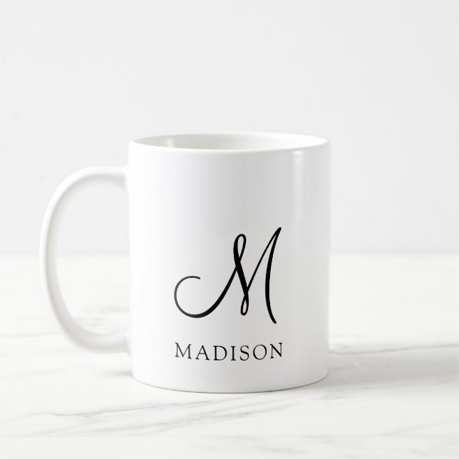 Simple Minimalist Script Monogram  Coffee Mug (Left)
