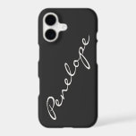 Simple Minimalist Script Name Black Custom Name<br><div class="desc">This stylish custom phone case features a simple minimalist design of your name in a beautiful handwritten script lettering in white on a soft black background. Great gift idea!</div>