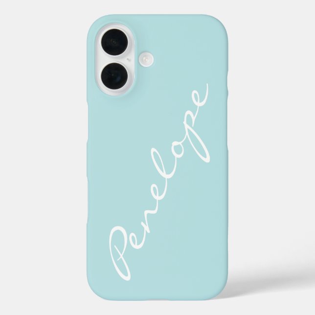 Simple Minimalist Script Name Pastel Aqua Custom  Case-Mate iPhone Case (Back)
