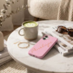 Simple Minimalist Script Name Pink Orange Custom<br><div class="desc">This stylish custom phone case features a simple minimalist design of your name in a beautiful handwritten script lettering in pink and orange. Great gift idea!</div>