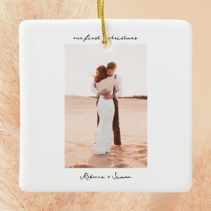 Simple Minimalist Script Photo Ceramic Ornament