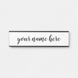 simple minimalist script style door sign