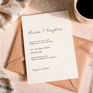Simple Minimalist Script Wedding Invitation