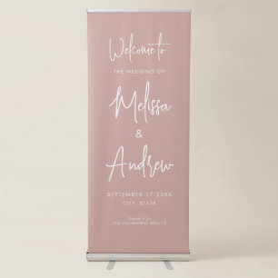 Simple Minimalist Script Wedding Welcome Retractable Banner