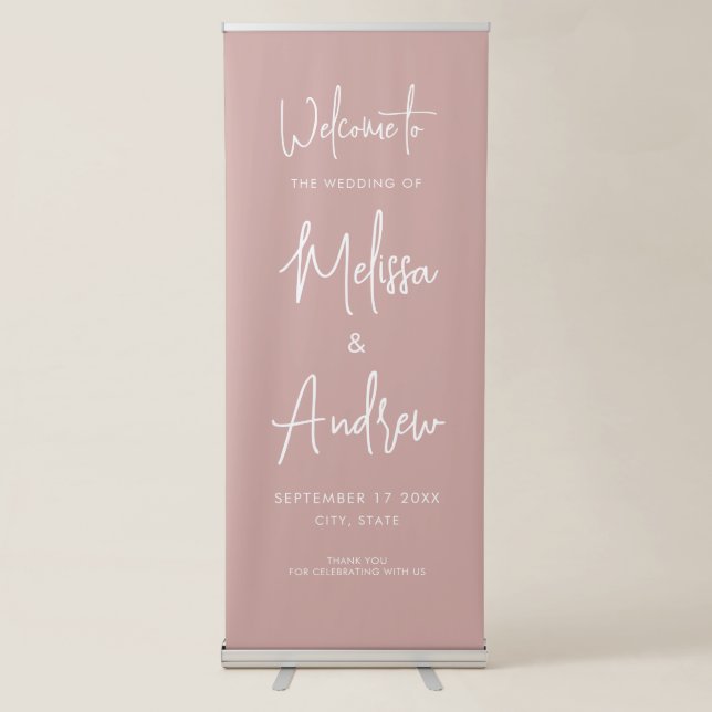 Simple Minimalist Script Wedding Welcome Retractable Banner (Front)