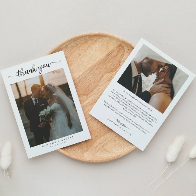 Simple Minimalist Script with Photo Wedding Thank You Card (Creator Uploaded)