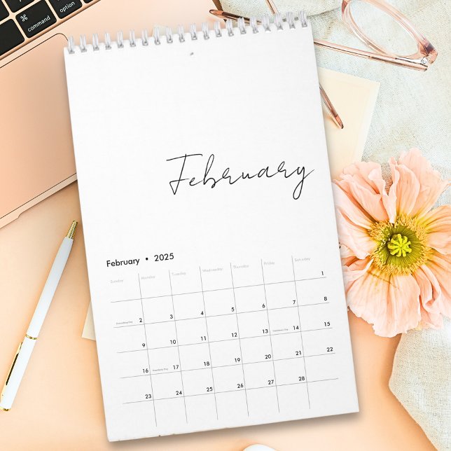 Simple Minimalist Script Writing Months Custom Calendar (Creator Uploaded)