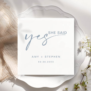 Simple Minimalist She Said Yes Engagement Party Napkin