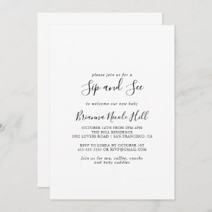 Simple Minimalist Sip and See Invitation