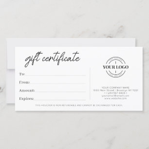 Simple Minimalist Small Business Gift Certificate