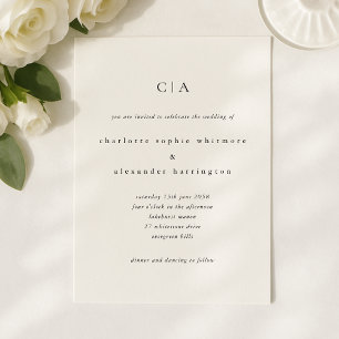 Simple, minimalist, small letters, small caps  invitation