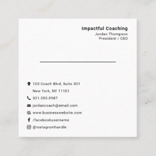Simple Minimalist Social Media Icons Modern Square Business Card