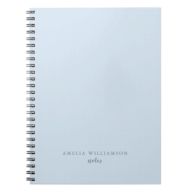 Simple Minimalist Soft Blue Personalized Name Notebook (Front)