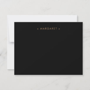 Simple Minimalist Solid Black Gold Personalised Card