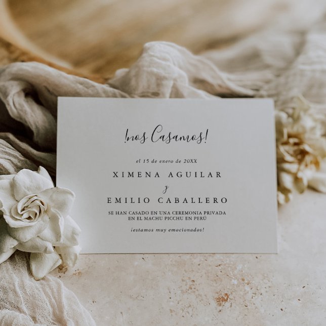 Simple Minimalist Spanish Elopement Announcement (Creator Uploaded)