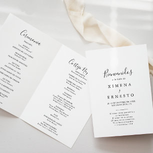 Simple Minimalist Spanish Folded Wedding Programme