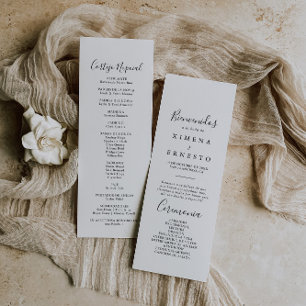 Simple Minimalist Spanish Wedding Program Programme