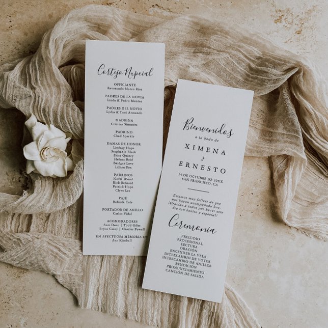 Simple Minimalist Spanish Wedding Program Programme (Creator Uploaded)