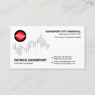 Simple Minimalist Stock Exchange Graph, Trader Business Card