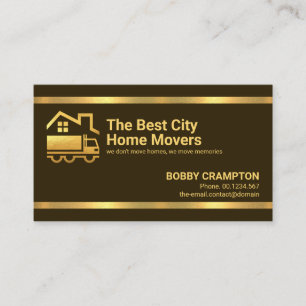 Simple Minimalist Striking Gold Lines Moving Home Business Card